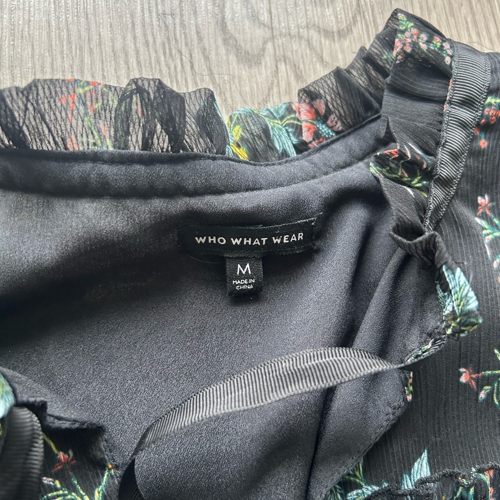 Who What Wear Black Floral Babydoll Dress - Picture 2 of 4